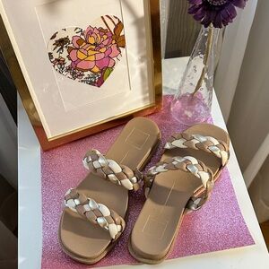 Dolce Vita Braided Sandals in Tan and Cream